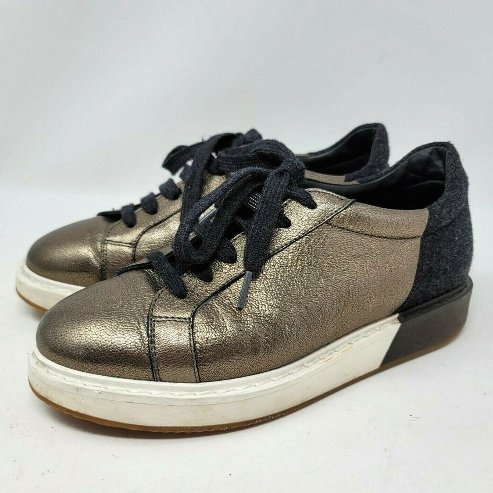 $1195 Brunello Cucinelli Womens Champagne Leather Sneakers Sz 37 US 7 Italy